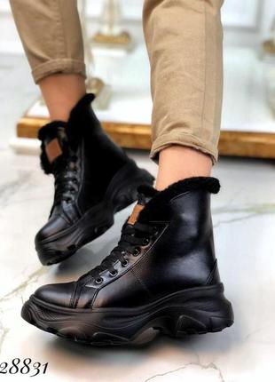 Зимние черные кожаные ботиночки ugg ✔️8 фото
