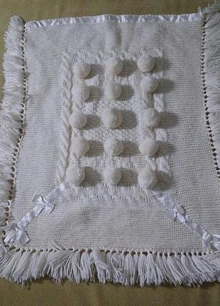 Дитячий плед, накидка,покривало ручної роботи зв'язаний спицями.