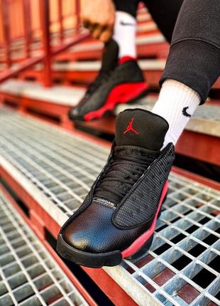 Кросівки найк еір джордан 13 nike air jordan 13 black red, кросівки jordan 13 чорні3 фото