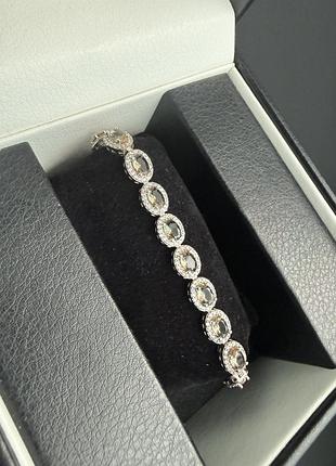 Срібний браслет з султанітами і фіанітами