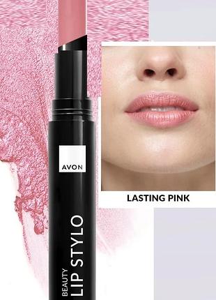 Стійка помада світлий рожевий, lasting pink, стик леді, avon lip stylo 1.8 г