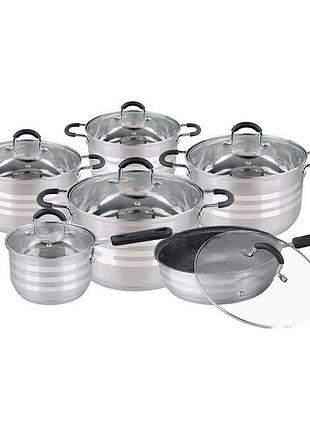 Набір посуду з кришками edenberg eb-4080 із нержавіючої сталі 12 предметів 2.1л-6.5л yt-60