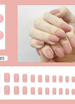 Накладные ногти с клеем квадрат cf005 розовый 24 штуки (a9431)