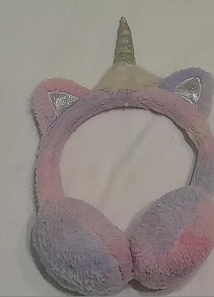 Детские теплые наушники с ушками - единорог - one size, для девочек