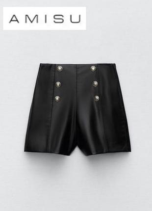 Стильные кожаные шорты из эко кожи, юбка amisu zara xs/34 4