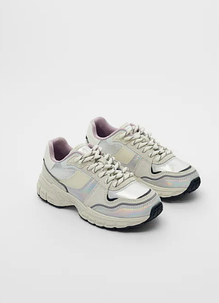 Кросівки zara зі шкіряними вставками