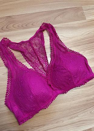 Бюстгальтер топ мереживо фуксія рожевий victoria’s secret