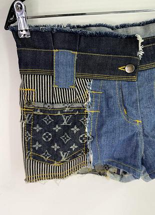 Louis vuitton patchwork denim mini shorts 2007 rare collection 38 size 4