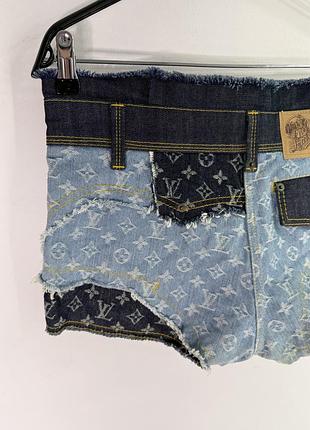 Louis vuitton patchwork denim mini shorts 2007 rare collection 38 size 6