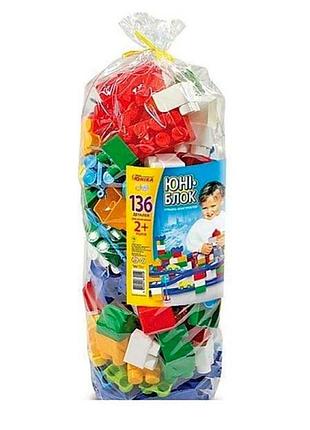 Детский конструктор юника юни-блок блочный 136 деталей в пакете юника 70149
