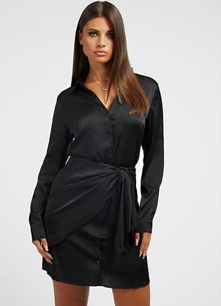 Стильна сукня чорна сатин на ґудзиках 16 ххл