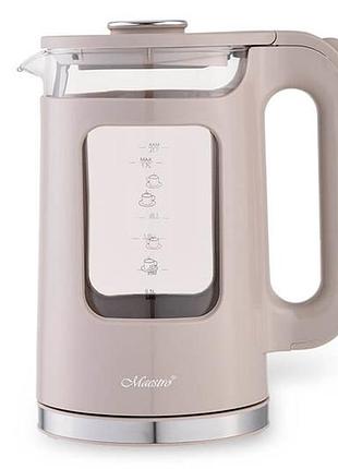 Електрочайник скляний maestro - 1,7л бежевий 🔥