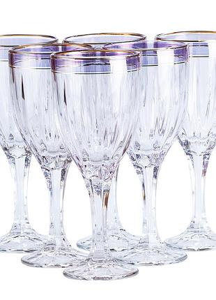 Набор бокалов для шампанского 6 шт по 250 мл с золотой каймой hp549