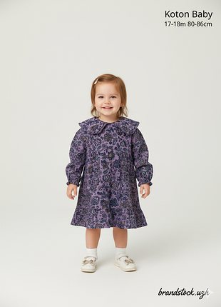 Фиолетовое платье koton baby с цветочным принтом и воротником р. 80-86 (17-18 м)