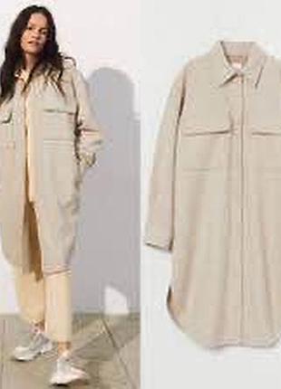 Пальто женское курточка  овер пальто-рубашка удлиненное h&m