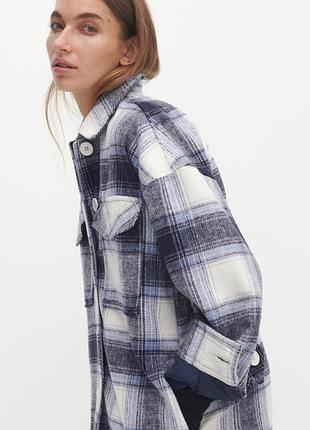 Куртка сорочка шотландка синьо-біла клітинка s