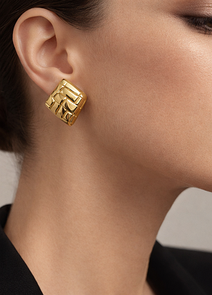 Тренд медична нержавіюча сталь золотисті сережки кульчики підвіси вінтажний стиль позолота