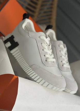 Кросівки білі шкіряні hermes