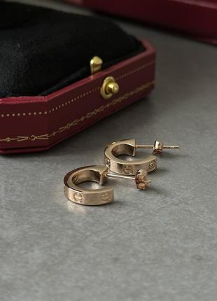Серьги cartier love hoop earrings 18k yellow gold classic