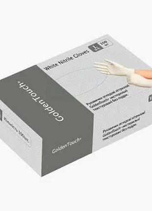 Перчатки нитриловые goldentouch white (xl) плотность 3.7 г белые в упаковке 50 пар l