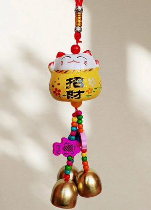 Колокольчик манеки неко желтый