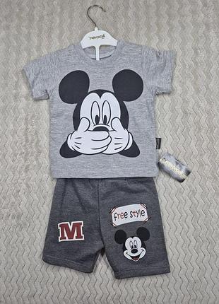 Детский костюм для мальчика футболка + шорты с принтом, новый
