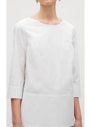 Блуза cos, хлопок, белая, m