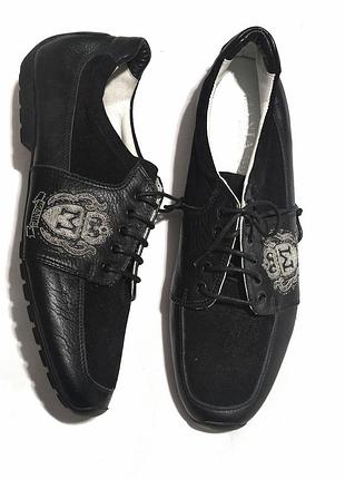 Mania премиум  туфли дерби замша кожа вышивка /13977/