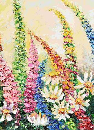 Букет квітів, полотно на підрамнику розмір 40х40см