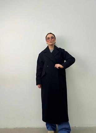 Пальто женское черное / черное пальто / черное длинное пальто / женское пальто оверсайз