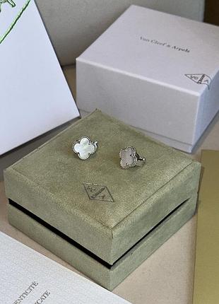 Серьги van cleef & arpels earrings vintage alhambra onyx k18 white gold