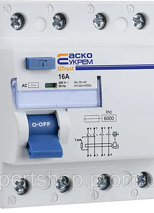 Устройство защитного отключения utrust 3p+n 30ма ac