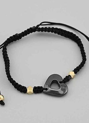 Браслет 49184 чорний текстильний з керамічною вставкою 4мм сталь 14к тм xuping
