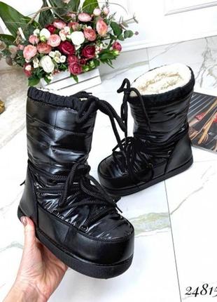 Черные женские ботинки moon boot6 фото