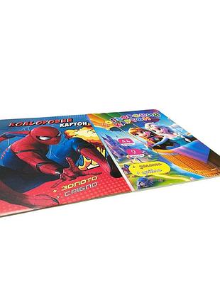 852215 картон цветной (золото + серебро) а4 9 листов