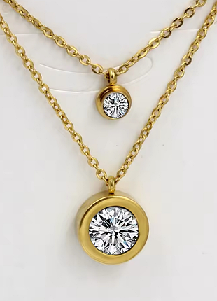 Цепочка нержавеющая сталь stainless steel двойная с камушками