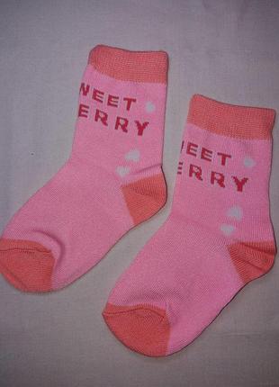 Детские носочки розовые - длина по стельке 10-12см, 80% коттон, 20% полиэстер