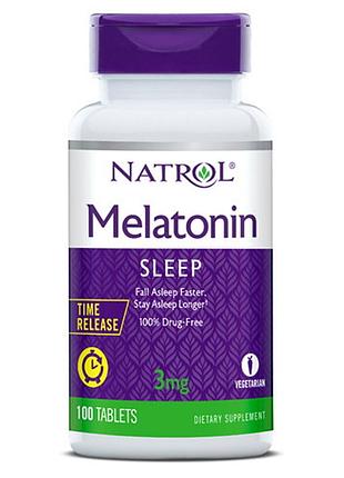 Натуральная добавка natrol melatonin 3mg time release, 100 таблеток