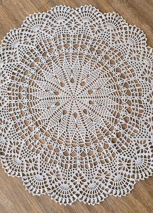 Вязаная салфетка хлопковая большая серая