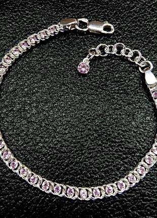 Жіночий браслет бісмарк зі вставками з рожевих фіанітів