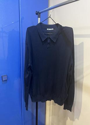 Кофта джемпер поло чоловіча zara xl синя 3