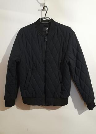 Мужская стеганая куртка-бомбер h&amp;m синяя s