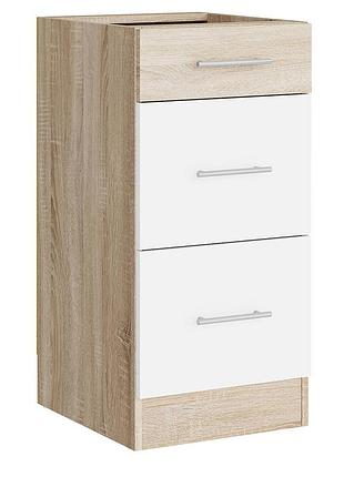 Кухонний модуль на 3 ящики еверест еко 400 дуб сонома/німфея альба (білий) (без стільниці) 40х46х82 см (dtm-071046)