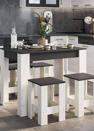 Обеденный комплект эверест стол сто-1/4 табурета т-1 (4шт) графит/дуб крафт белый (dtm-071149)