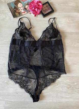 Черный кружевной боди