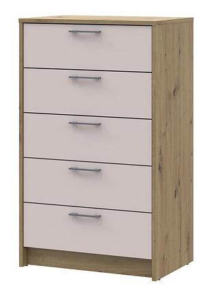Комод ронди дуб артизан/кашемир 5 ящиків 60х40х100 drs-011784
