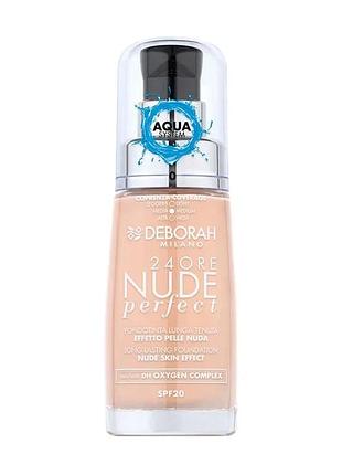 Deborah тональна основа для обличчя 24ore nude perfect foundation spf 20, 00 ivory, 30 мл