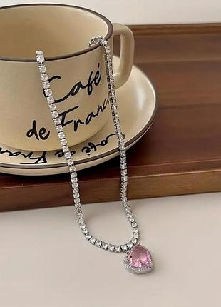 Колье чокер с подвеской сердце 3