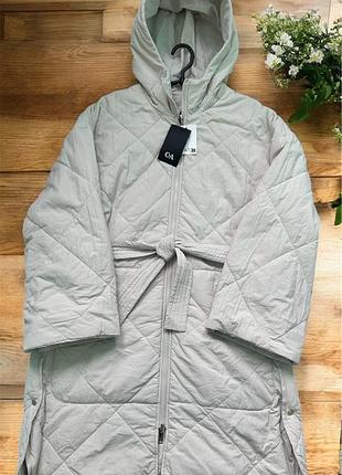 Стьобана куртка-пальто c&a з капюшоном та поясом