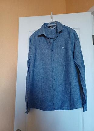 Рубашка мужская 100% лен цвет "летней джинсы "prince oliver